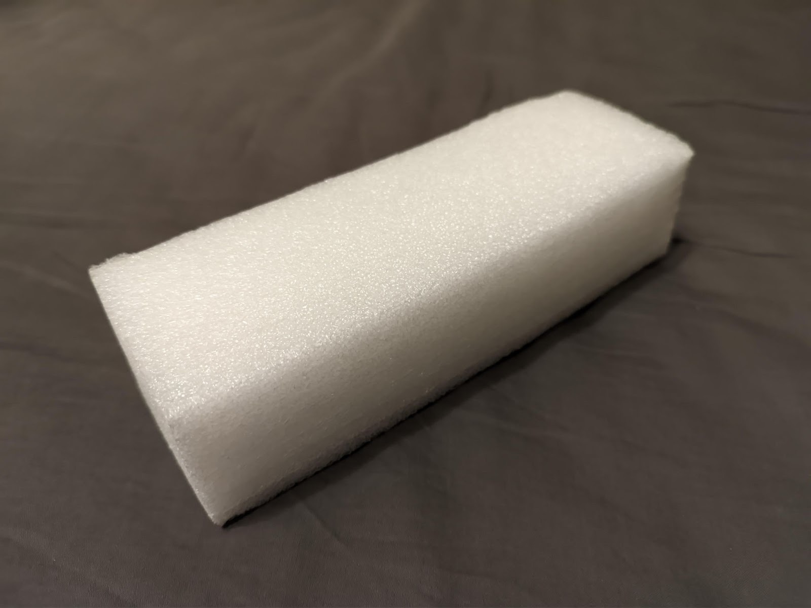 Close-up of foam block placement